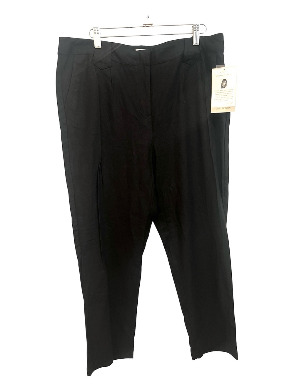 NWT Jaclyn Smith Black Linen Rayon Blend Dress Pants Trousers Size 14